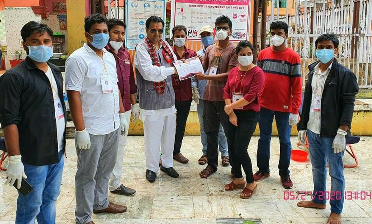 कोरोना महामारीको समयमा रगतको कमि  हुन नदिन जनकपुरमा रक्तदान