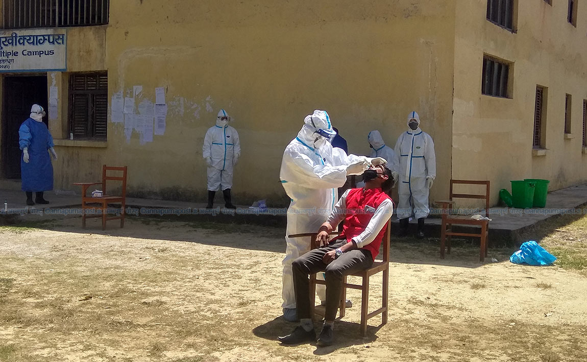 नेपालगन्जमा २२ संक्रमित भएका टोलबाट स्वाब संकलन सुरु