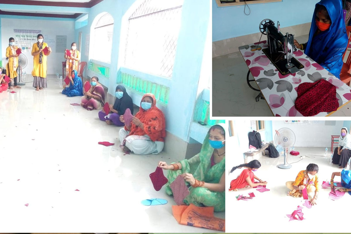 सेनिटरी प्याड बनाउँदै सिरहाका महिला