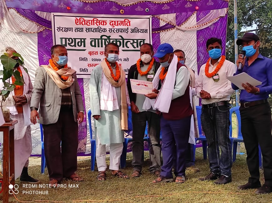 धार्मिक तथा ऐतिहासिक दुधमती नदी सफाई अभियानको एक वर्ष पूरा