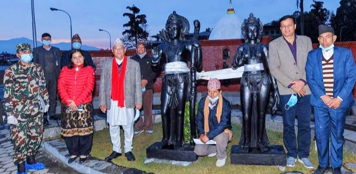अयोध्यापुरीका लागि राम-सीताको मूर्ति तयार, प्रधानमन्त्रीले देखाए चितवनका जनप्रतिनिधिलाई
