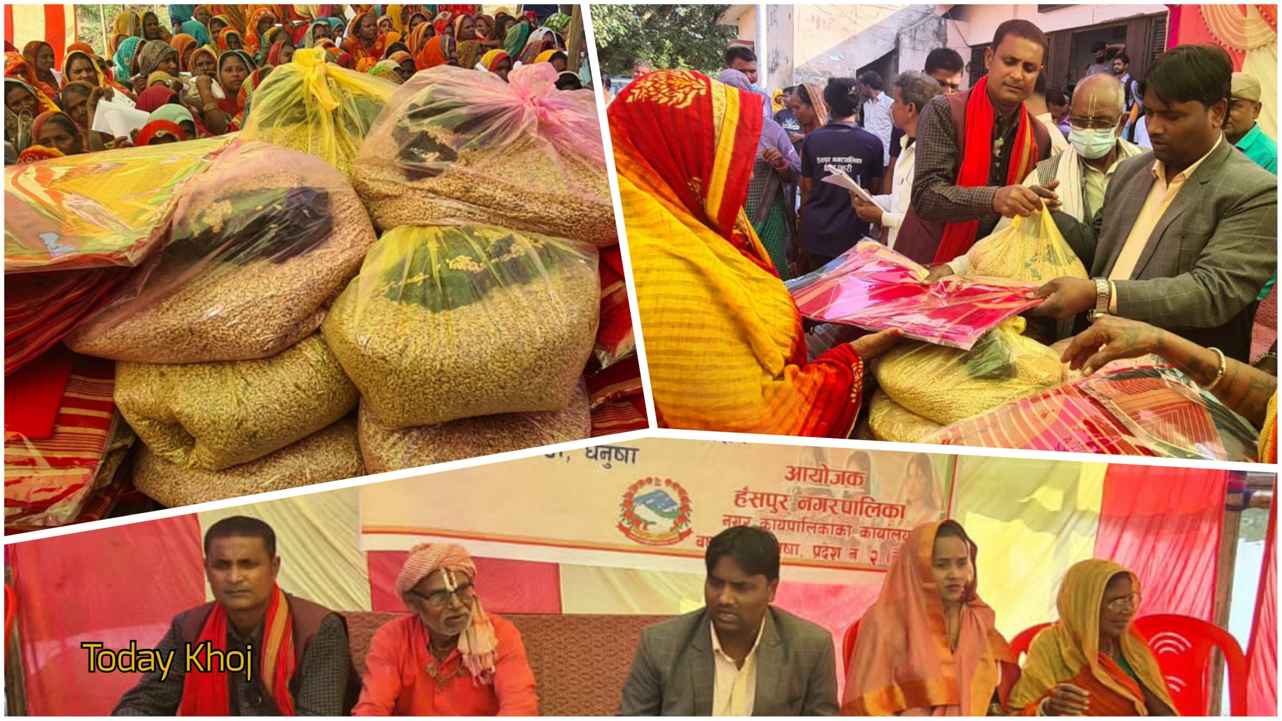 हंसपुरका मेयर मण्डलले विपन्न परिवारलाई बाँडे छठ सामग्री
