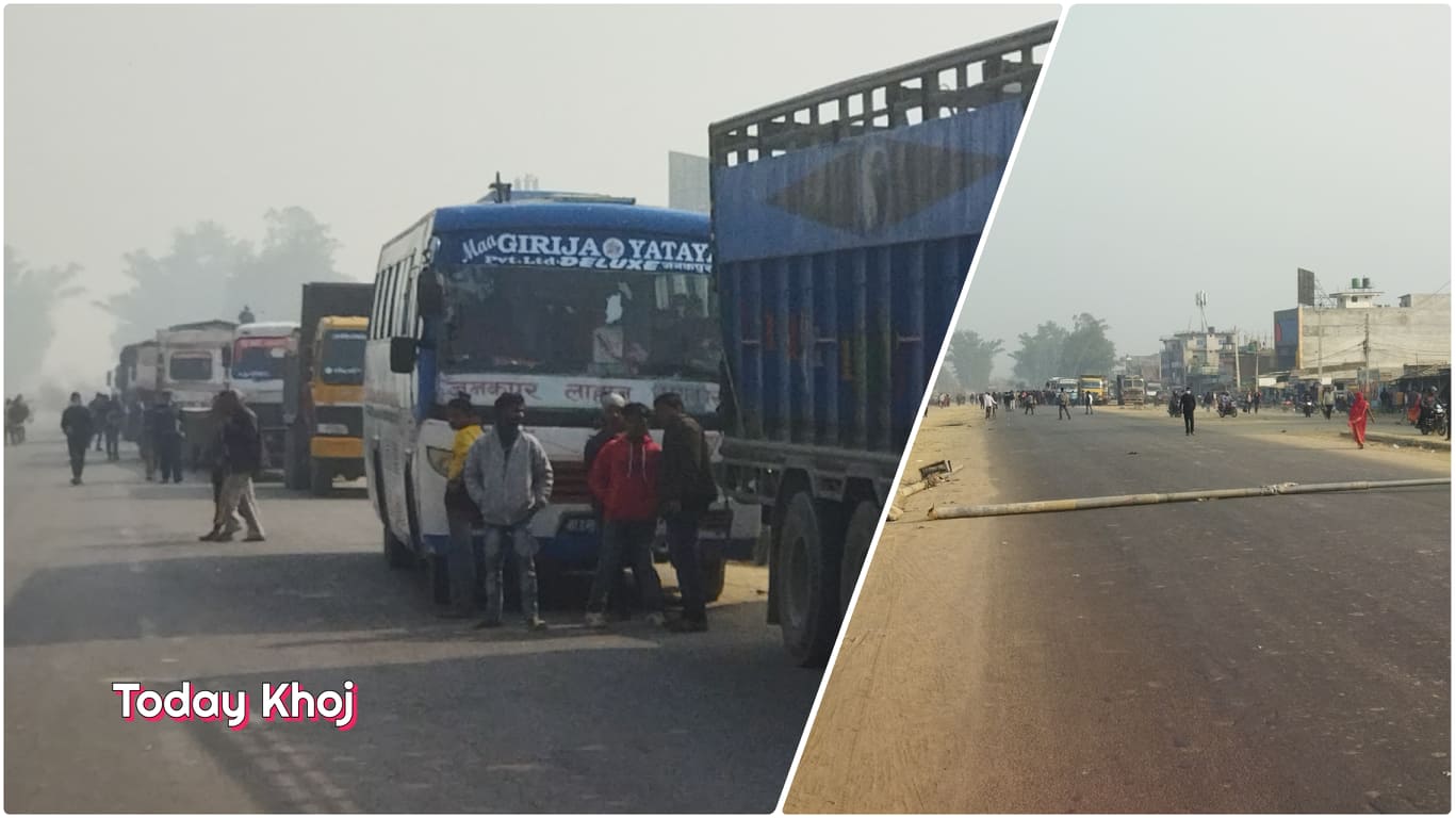 सिरहामा विहानैदेखि राजमार्ग अवरुद्ध, हजारौं गाडी र यात्रु अलपत्र
