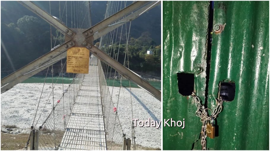 भारतले ज्यादती गरेको भन्दै विप्लवका कार्यकर्ताले पुलमा लगाए ताला