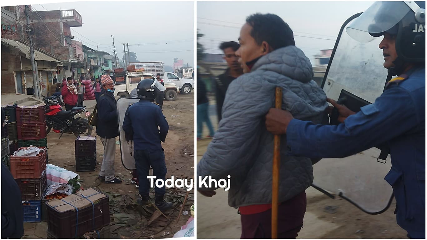 सिरहामा राजमार्ग खुलाउने नाममा तरकारी बेच्ने किसानमाथि प्रहरीको ज्यादती