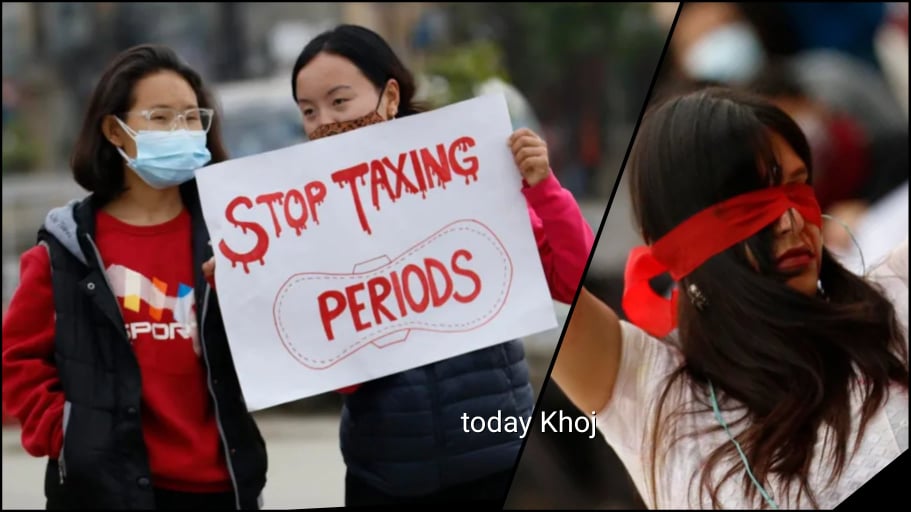 सेनिटरी प्याडको कर खारेज गर भन्दै प्रदर्शन