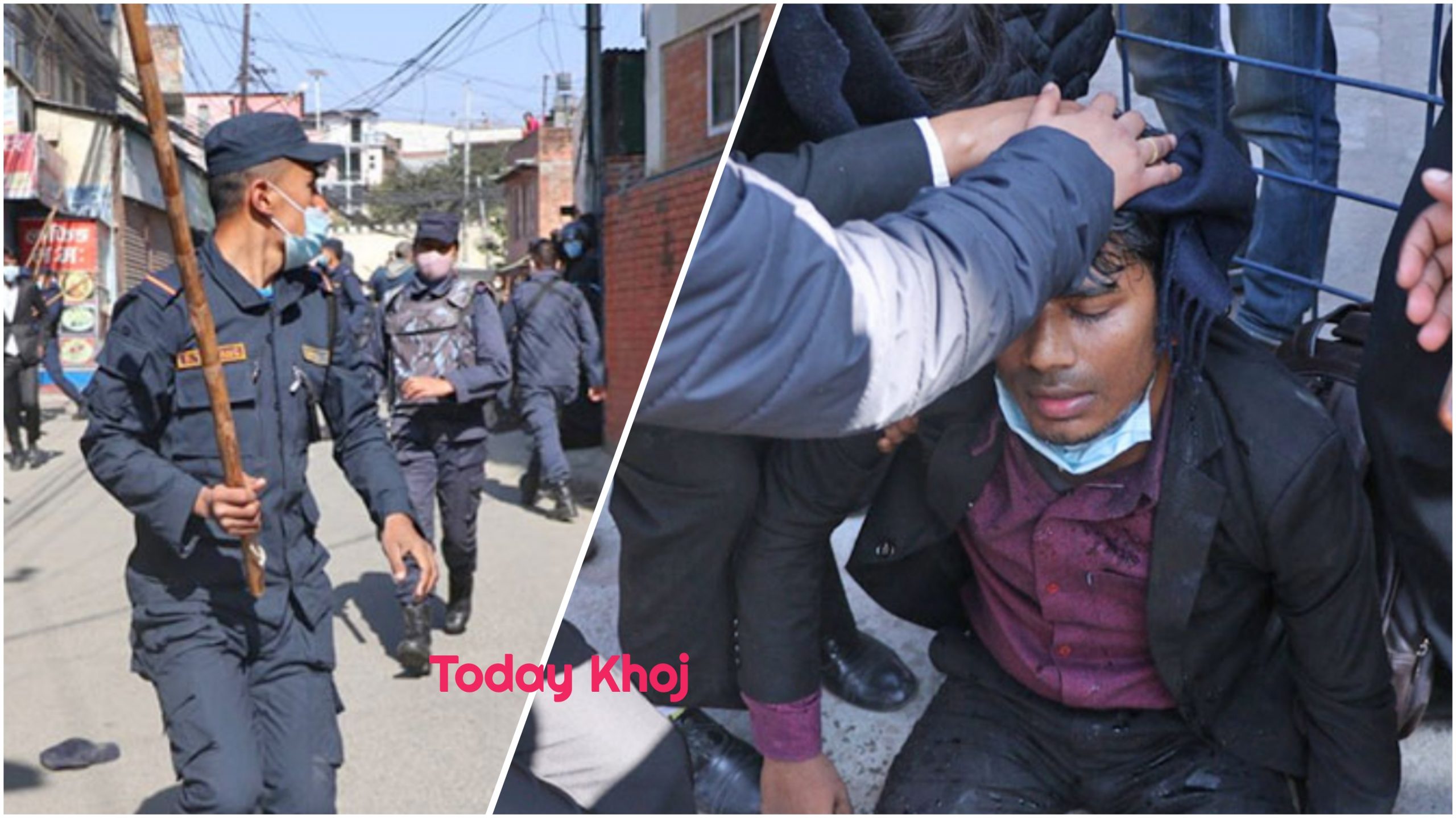 परीक्षा हलमा संक्रमितलाई सँगै राखेपछि विद्यार्थी आन्दोलित, प्रहरीद्वारा लाठीचार्ज