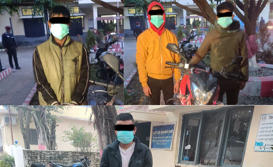 प्रदेश २ः यि चार मोटरसाइकल चोर परे प्रहरी फन्दामा