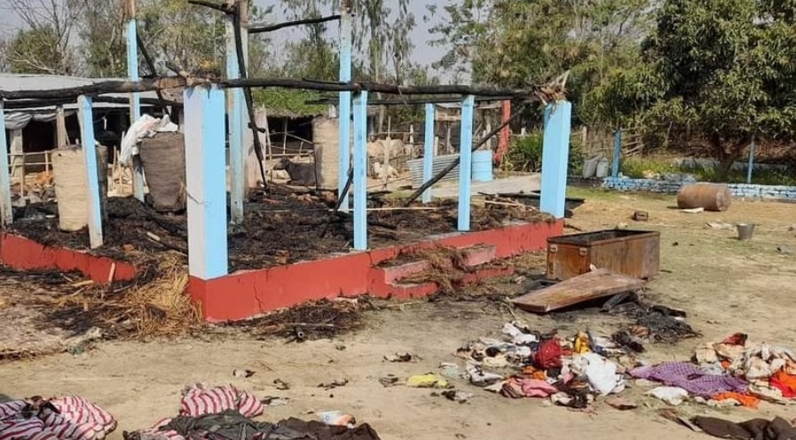 सप्तरीमा गौसेवा आश्रममा आगलागी, १० लाख बराबरकाे क्षति