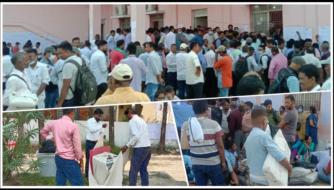 सिराहामा मतदान सामग्री बुझ्न अधिकृतहरुको यतिधेरै भिड देखियो