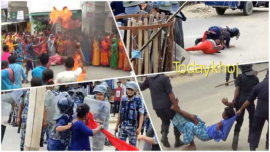 मधेसका मुख्यमन्त्री राउतको पुत्ला जलाउने महिलालाई प्रहरीले सडकमै घिसारे…