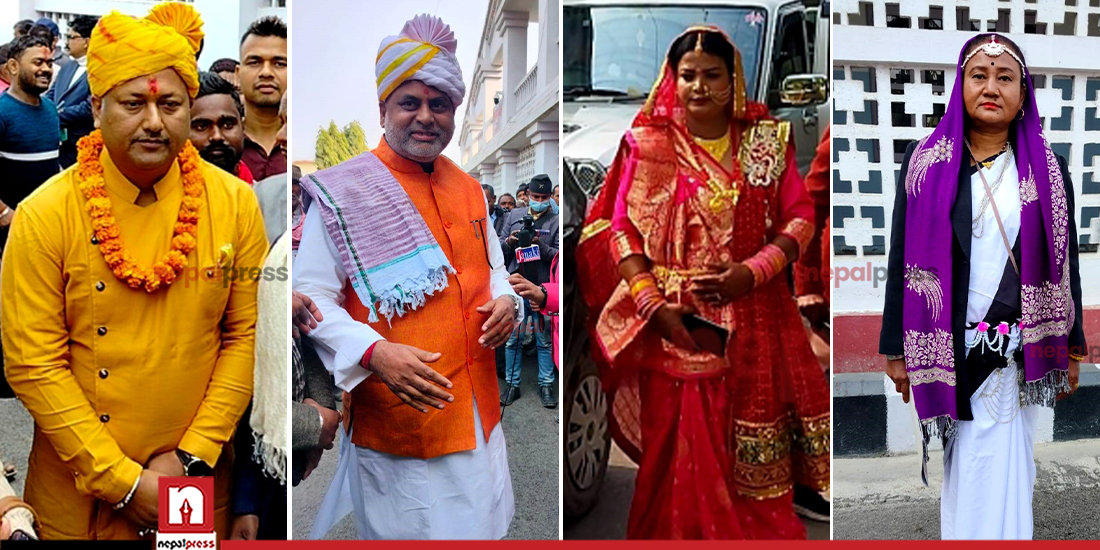 मधेसका प्रदेश सांसदहरुले लिए शपथ, काेही मौलिक भेषभूषामा सजिए